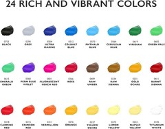 24 Colors Acrylic Paint Set Canvas Art Paints With 3 Brushes – Painting Canvas..