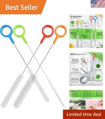 Heavy Duty Cleaning Brush Set 4 Extra Long Straw Cleaners Kitchen Home