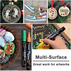 White Paint Pens Paint Markers – Permanent Acrylic Markers 3 Pack, Water Base…