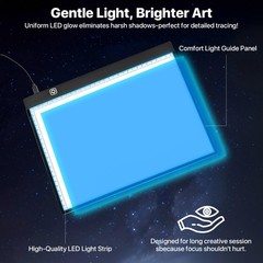 A4 LED Light Box for Tracing and Drawing – Ultra Thin Adjustable Light Pad/Board