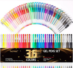 Glitter Gel Pens, 36 Color Neon Glitter Pens Fine Tip Art Markers Set 40% More