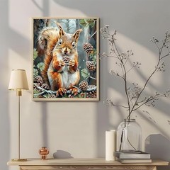 Squirrel Paint by Numbers Kit for Adults 16×20 Inch Nature Wildlife Art