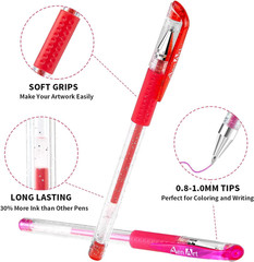 Glitter Gel Pens, 100 Color Glitter Pen Set for Making Cards, 30% More Ink Neon