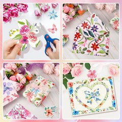 Konsait 24 Sheets Spring Floral Scrapbook Paper 12×12, Double Multicolor