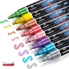 Liquid Chalk Markers – Metallic 8Colors, Chalk Markers – 6Mm Reversible Tip for