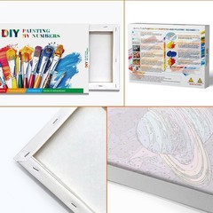 JOOZ Paint by Numbers Kit for Adults with Frame, 8 x 12 inches, Planet 256