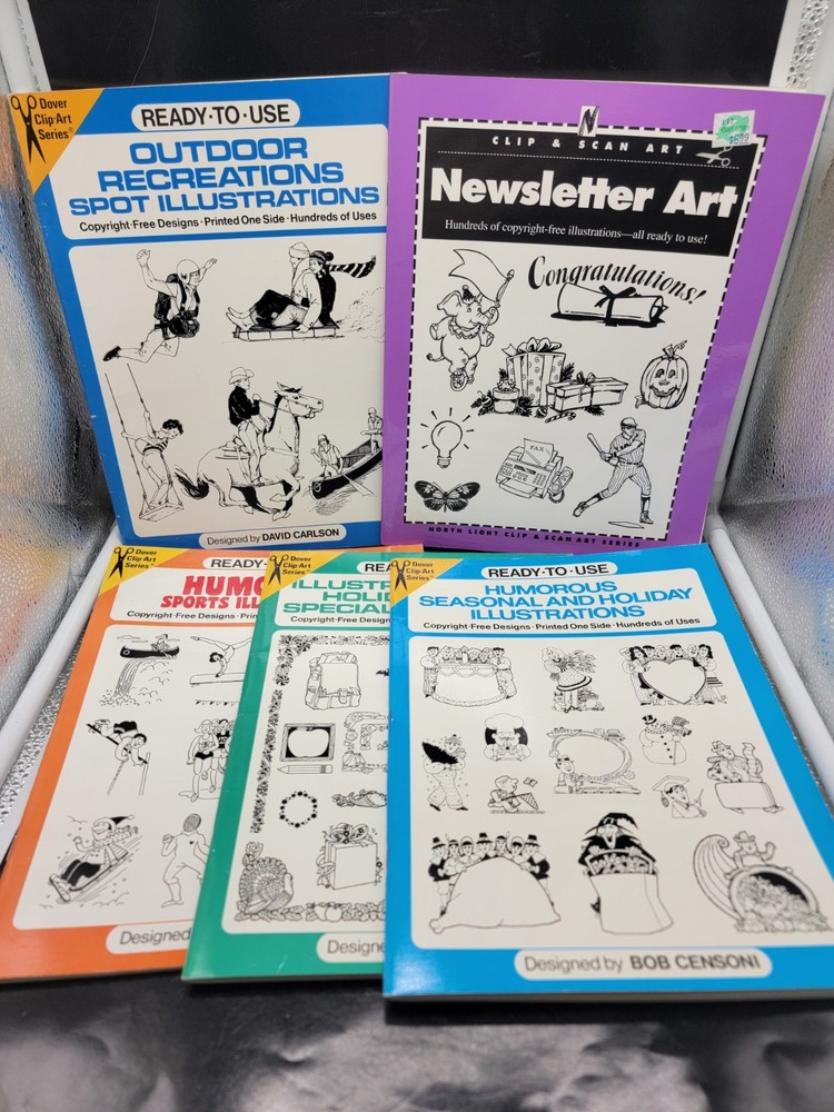 Lot Of 5 Clip Art Series Ready To Use Illustrations Booklets Unused