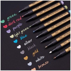 Metallic Marker Pens – Set of 10 Medium Point Metallic Markers for Rock Paint…