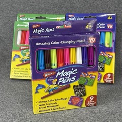 2014 Wham-O Magic Pens Color Changing Markers Erasable Stencils Lot NEW