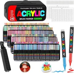 240 Colors Acrylic Paint Markers with Automatic Ink Control System, Soft Brus…