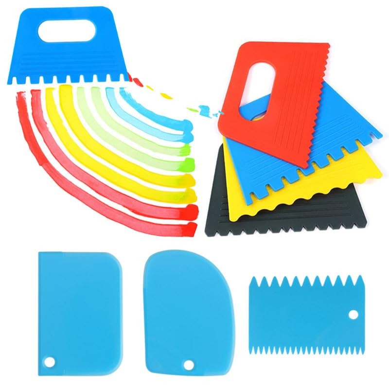 YAFIYGI 7Pcs Textured Art Supplies Kit Paint Scrapers for Drawing Artists