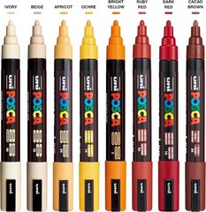 8 Pack uni PC5M WaterBased Paint Markers Reversible Medium Tip Warm Tone