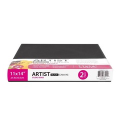 Stretched Canvas 11×14 Inches 2 Pack Black Cotton Acid Free Artist Canvas for