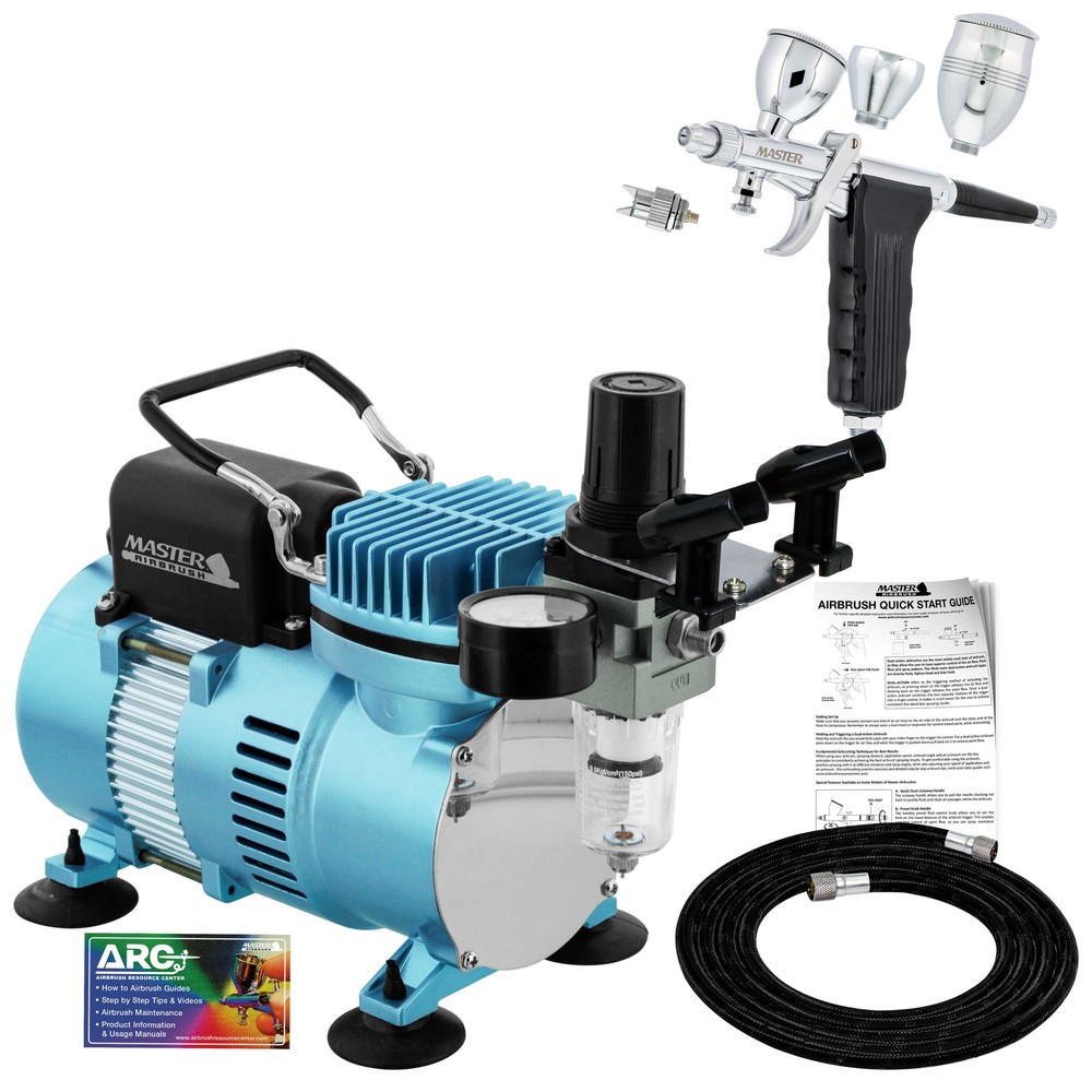 SPRAY GUN PISTOL TRIGGER AIRBRUSH KIT w-AIR COMPRESSOR