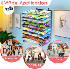 2 Pack Art Drying Rack for Classroom, 9 Shelves Paint Drying Racks Wall Mount an