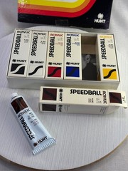 Vintage Paint Speedball Acrylic Basic Color Set 6 Tubes 2oz. Each Hunt 6901