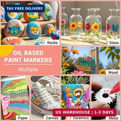 DAPAWIN Permanent Oil Based Paint Markers: Fine Point Oil Paint Pen, 12 Colors F