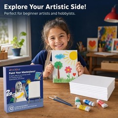 Artlicious 12-Pack of 8×10” Cotton Blank Canvases for Versatile Painting
