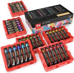 Metallic Gouache Paint Set of 36 Colors for Canvas Painting Watercolor Paper