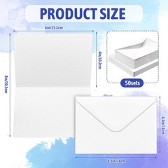 Watercolor Cards Envelopes 4×6 Inch 100% Cotton 140lb/300gsm Postcards 50 Sets