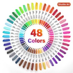 48 Colors Permanent Markers, Fine Point, Assorted Colors, Works on Plastic,Wo…