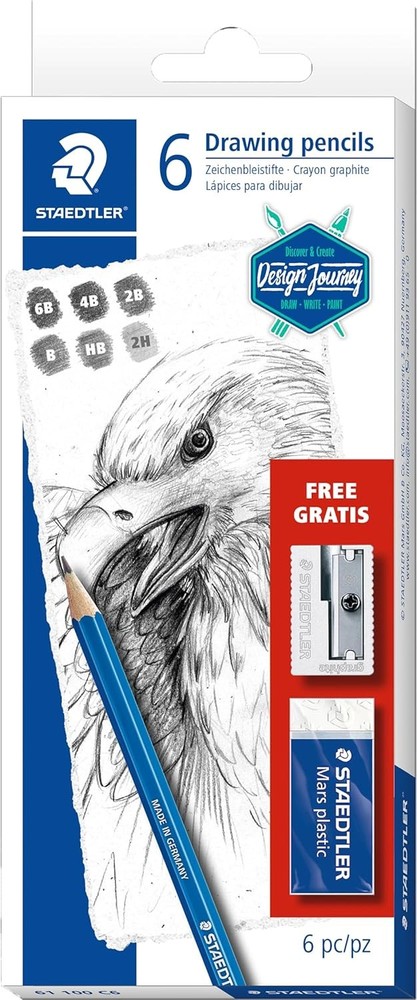 Staedtler Mars Lumograph Art Set | 6 Assorted Sketch Pencils For Drawing, Polyme