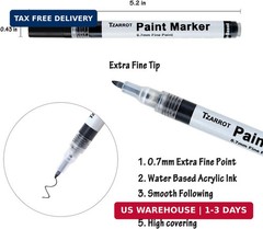 White Paint Pen, 8 Pack 0.7mm Acrylic Paint Pens with 2 White 2 Black 2 Gold 2 S