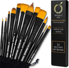 Pinturale Arts Set of 12 Acrylic Paint Brushes Professional | Acrylic & Oil Mast