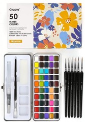 50 Colors Watercolor Paint Set, Detail Paint Brush Included, Watercolor Paint…
