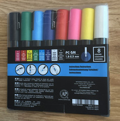 POSCA 8-Color Paint Marker Medium Tip 1.8–2.5mm, PC-5M, 8 Colors, Water-Based