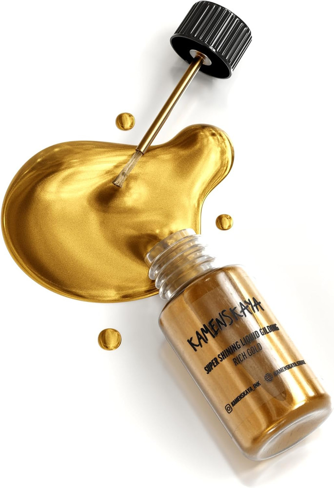 Liquid Gold Leaf Paint – Alcohol Based Fast Drying Rich Gold Liquid Leaf, 0.68 F