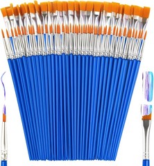 Small Paint Brushes Bulk, 110 Pcs Flat Tip Round Acrylic Small, Blue