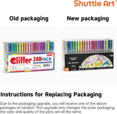Shuttle Art 240 Pack Glitter Gel Pens, 120 Colors Glitter Gel Pen Set with 120