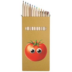 12 x ‘Funny Tomato Face’ Long 178mm Coloured Pencils / Pencil Set (PE00082055)