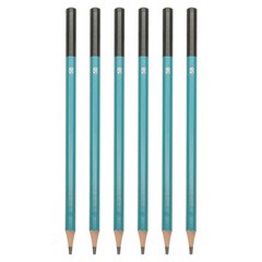 5B Drawing Pencils, 6PCS, Hexagonal , Black Refill, Green/Black Pole