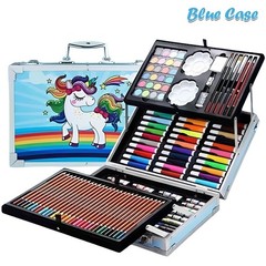145PCS Blue Art Drawing Set Kit For Kids Children Teens Supplies Paint Pencil