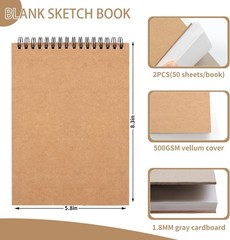 2 Pack Sketch Book, 5.8” x 8.3” Small Sketch Pad,100GSM/68LB Sketchbook for Draw