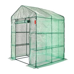 Walk-in Greenhouse 4.6′ x 4.6′ x 6.6′ with Shelves, Steel Frame, PE Cover