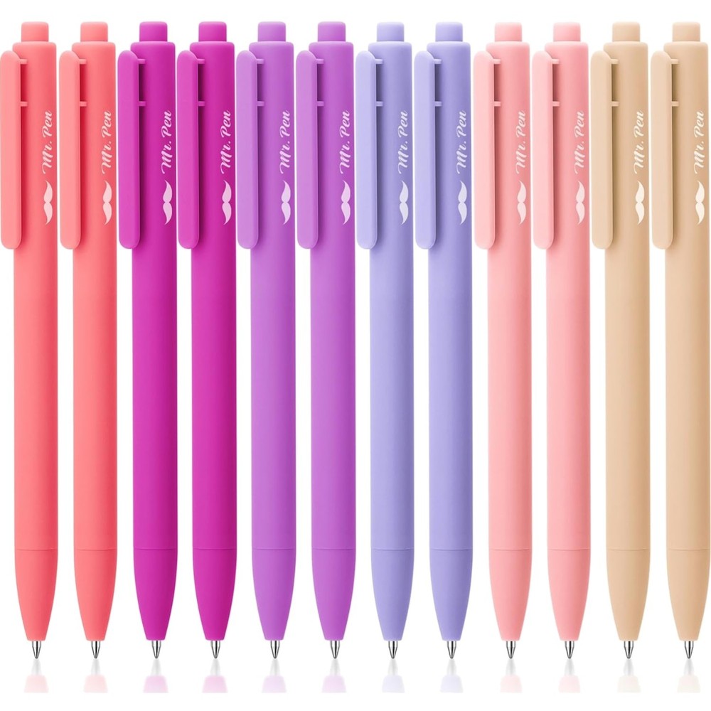 Retractable Gel Pens 12 Pack Black Ink Fine Point 0.5mm Smooth Writing