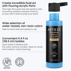 Arteza Pouring Acrylic Paint | Pastels | 4oz Bottles – Set of 8