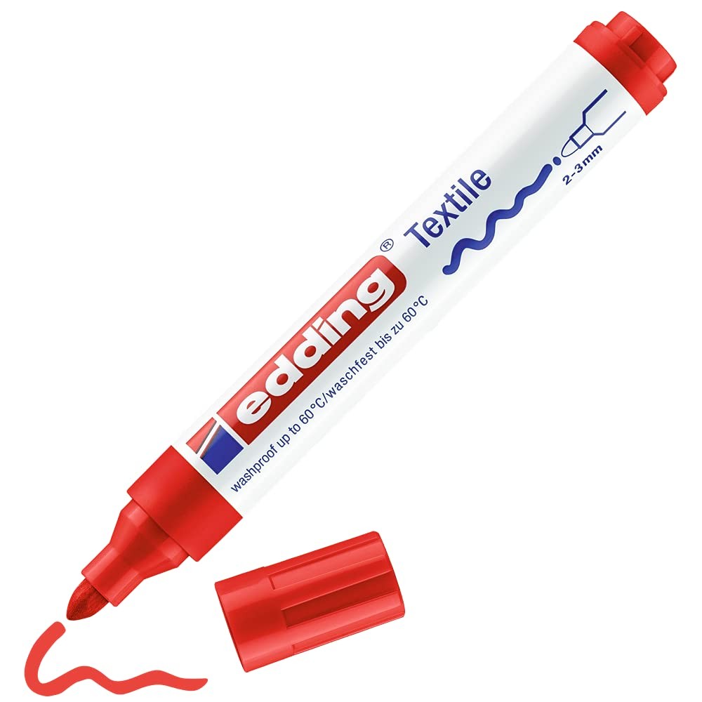 4500 Textile Marker – red – 1 Pen – Round Nib 2-3 mm – Permanent Fabric Marke…