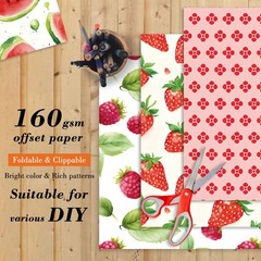 Fruit Scrapbook Paper Pad, 24 Sheets 6 x6 Inch Red Patterned Designed