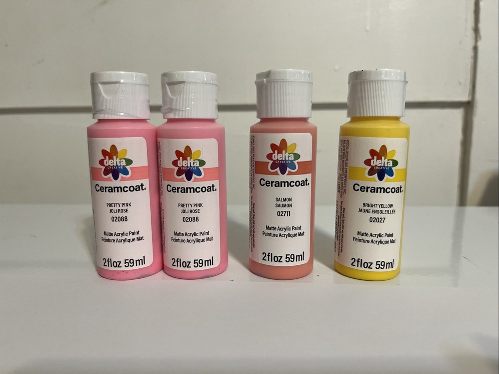Delta Acrylic Paint Pink Yellow Set Pretty Pink Salmon Bright Yellow 4 Pack