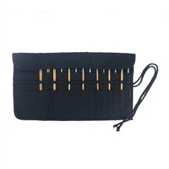 30 Pockets Artist Paint Brush Holder, Canvas Roll Up Case Bag & Storage Black