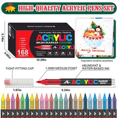 Amamao 168 Colors Acrylic Paint Markers Soft Brush Tip Paint Pens and Paint