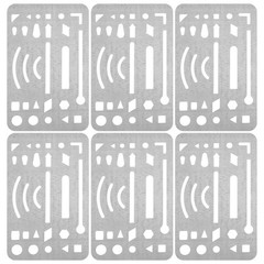 6 Pcs Stainless Steel Geometric Formwork Templates for Drafting and Drawing