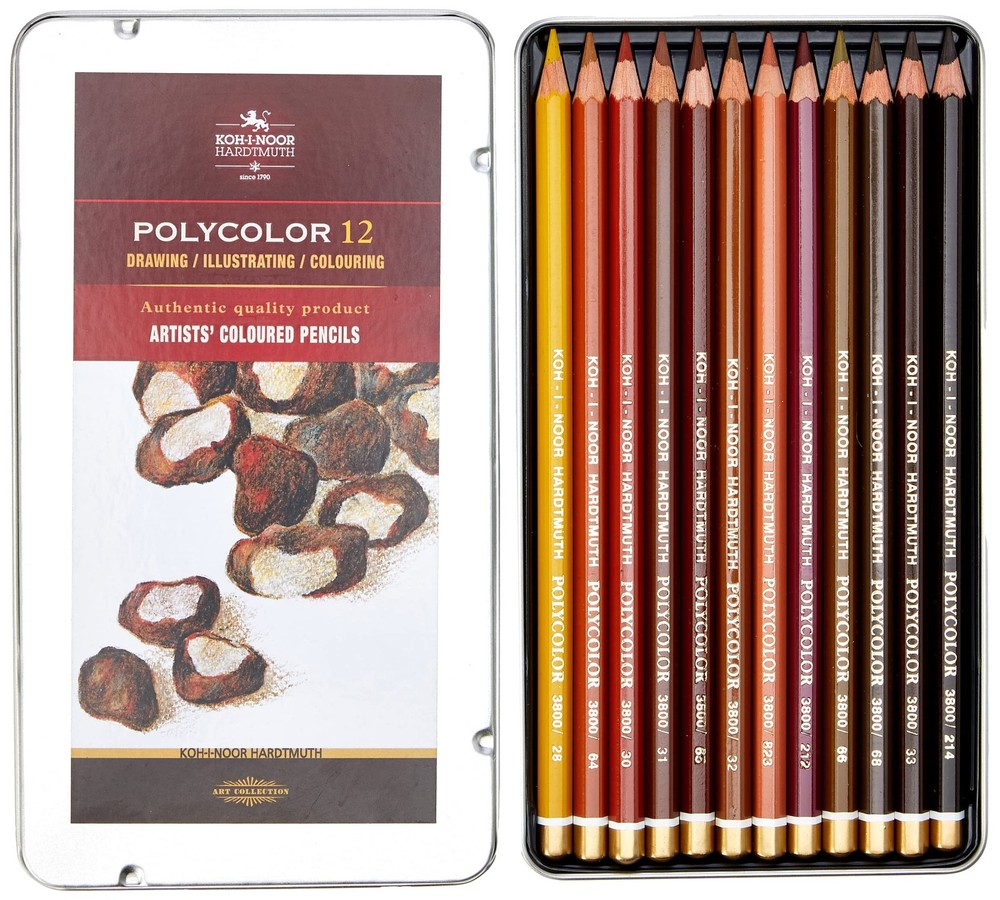 Polycolor Brown Line Artists Coloured Pencils Set of 12