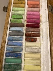 VINTAGE GUITAR OIL PASTELS FULL BOX OF 60 COLORS HALF SIZE JAPAN GREAT!