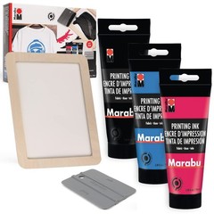 Marabu Screen Printing Kit Set – Screen Print Kit with Reusable Wooden Frame, 1