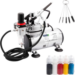 Timbertech Airbrush Kit with Compressor AS18-2K Basic Start Kit with Air Hose, C